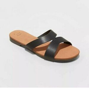 New Day Women's Catie Slide Sandals in Black.